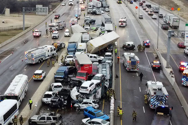 You are currently viewing अमेरिका के टेक्सास में सड़क पर टकराईं 100 गाड़ियां, पांच लोगों की मौत, देखें दिल दहला देने वाली घटना का VIDEO