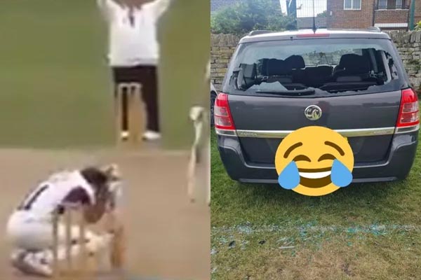 Read more about the article बल्लेबाज ने जड़ा ऐसा छक्का कि तोड़ लिया अपनी ही गाड़ी का शीशा, देखें Viral Video