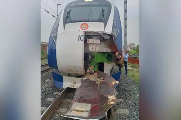 Read more about the article वंदे भारत ट्रेन भैसों के झुंड से टकराई, देखें कैसा हो गया इंजन का हाल