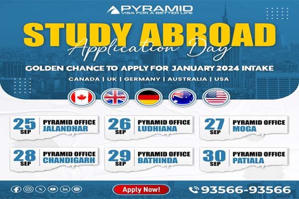 You are currently viewing पिरामिड आयोजित कर रहा ‘एप्लिकेशन डे’, विदेश में पढ़ाई करने के चाहवान विद्यार्थिओं के लिए विशेष अवसर; फटाफट उठाएं लाभ