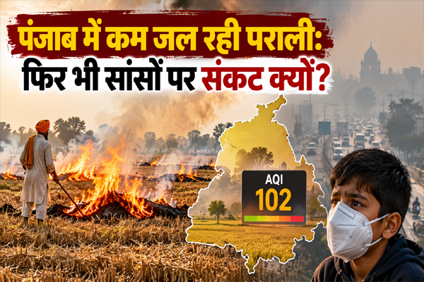 Read more about the article पराली जलाने के मामलों में 12% की गिरावट के बावजूद पंजाब की हवा हुई ज्यादा जहरीली, AQI 102 पहुंचा; ये शहर सबसे ज्यादा प्रदूषित